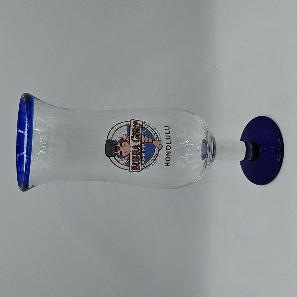 Bubba Gump Shrimp Co Honolulu Hawaii Blue Rim Hurricaine Glass Man Cave Barware